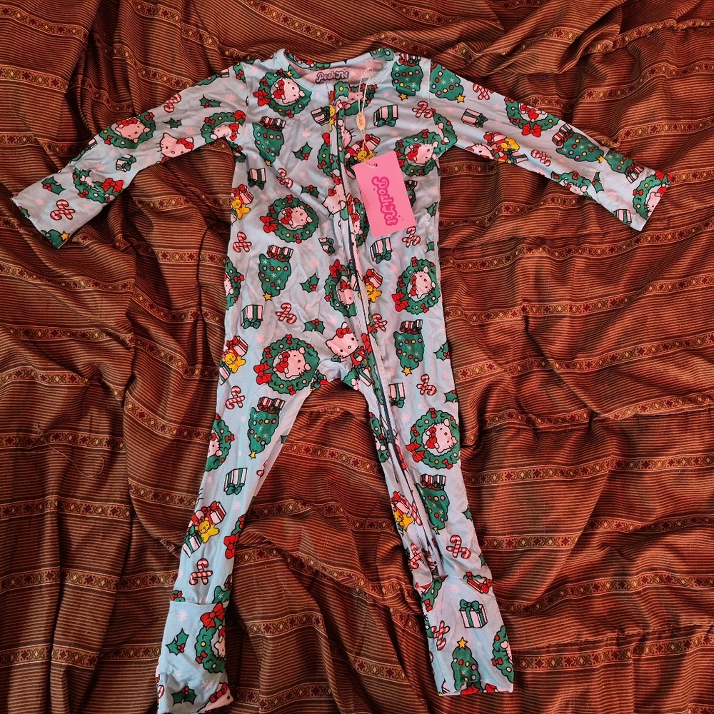 Posh Tot White Holiday Tree & Character Print Pajamas